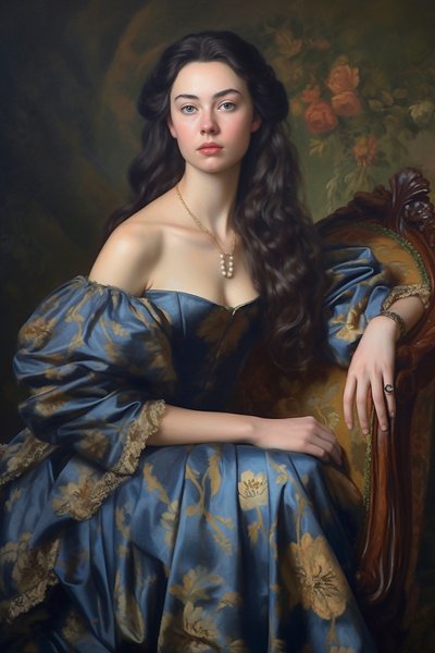 美しい女性、ヴィンテージの肖像画｜キャンバスプリント 作： F. Abderrahim