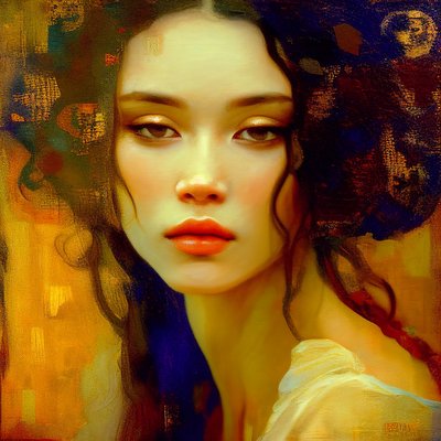 美しい女性の肖像画、魅力的な抽象的な女の子の顔、キャンバスプリント 作： F. Abderrahim