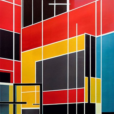 幾何学的な建築の形 キャンバスに描く、ウォールアートプリント 作： F. Abderrahim