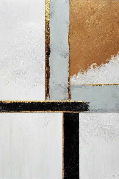 ゴールドのウォールアートプリント、ゴールデンエフェクトのアブストラクトキャンバス、 作： F. Abderrahim