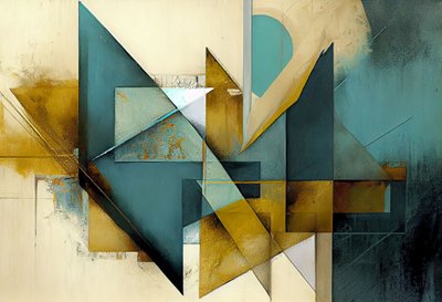 ミッドセンチュリーモダン キャンバス、抽象画、プリント可能なウォールアート 作： F. Abderrahim