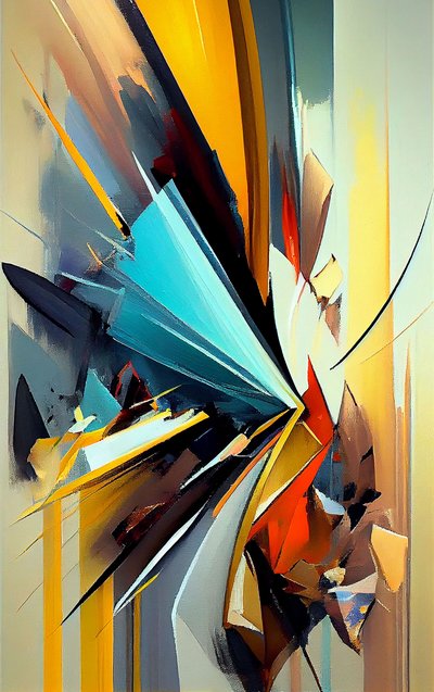 キャンバスに描かれた色とりどりの抽象的な円 作： F. Abderrahim