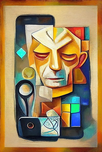 ピカソに触発されたアート、抽象的なシュールレアリスムの絵画、オンデマンドで壁アートプリント 作： F. Abderrahim