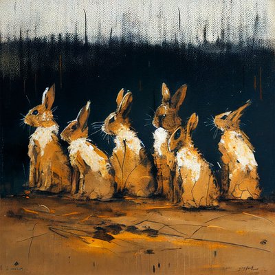 比喩的なスタイルでウサギの絵、ウォールアートプリント 作： F. Abderrahim