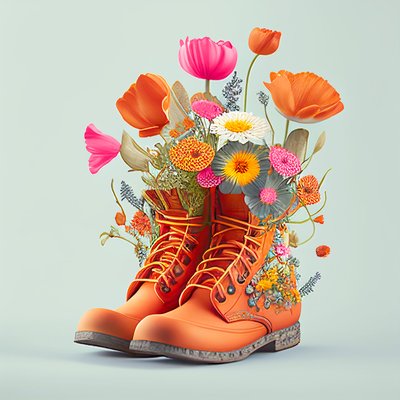 靴と花, デジタルアートペインティング, 壁掛けアート オンデマンドプリント 作： F. Abderrahim