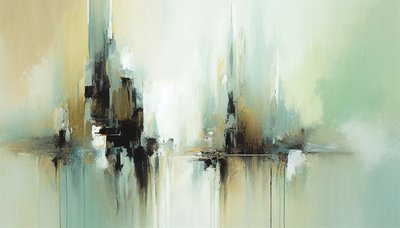 抽象的な水平のキャンバスの絵画、壁 オンデマンドでアートプリント 作： F. Abderrahim