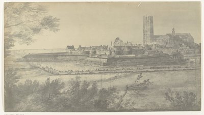ハルデルウェイクの眺め、1672 年 マニュファクチュール デ ゴブランに保管されているアダム フランス ファン デル ミューレンによる 1672 年のフランスによるオランダ侵攻の図面の写真 (シリーズ タイトル) 作： frères Moreau