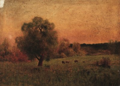 野原の牛 作： imitator of George Inness
