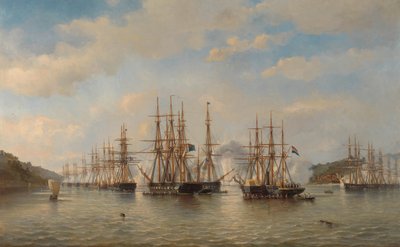 1864年9月、フランスの司令官コンスタン・ジョレスが率いる遠征中の日本海域のオランダ、イギリス、フランス、アメリカの戦隊 作： jonkheer Jacob Eduard van Heemskerck
