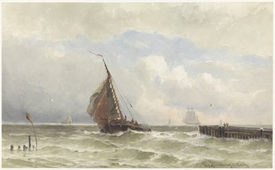 帆船が入ってくるフリシンゲン港 作： jonkheer Jacob Eduard van Heemskerck