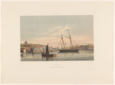 ウィレムスタッド港 キュラソー。 港の軍艦の停泊地 (オブジェクトのタイトル) 作： jonkheer Jacob Eduard van Heemskerck