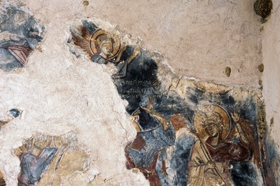 天使と聖人、アギオス・ゲオルギオス・アポドゥルー教会のフレスコ画より（ギリシャ、クレタ島、アポドゥルー）（写真 作： Theodore Charles Ange Coquelin