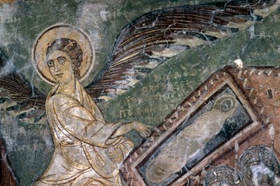 ギリシャ・クレタ島ケファリのメタモルフォシス・トウ・ソティロス教会の天使のフレスコ画（写真 作： Theodore Charles Ange Coquelin