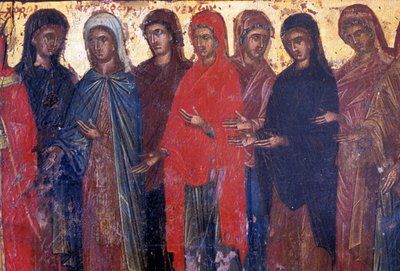 ギリシャ、クレタ島、パレア・ルーマタのビザンチン様式教会の木製パネル「敬虔な女性」（写真 作： Theodore Charles Ange Coquelin
