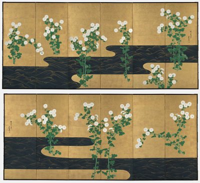小川の菊 作： possibly by Ogata Kōrin