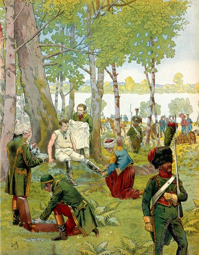 7月5日、6日のワグラムの戦いの前に、ナポレオン1世ボナパルト（1769-1821）がローバウ島で撮影した写真です。 作： pseudonym for Onfray de Breville Jacques Job