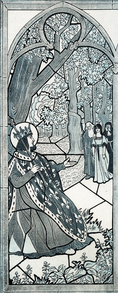 ここを去った者は？ 樫の木の足元で正義を行っていたルイ9世dit Saint Louis（1214-1270）の言葉で、住民に不満を伝えることを奨励しています。ジョブのイラスト（ジャック・マリー・ガストン・オンフレー・アンド・ブレヴィル）（Jacques-Marie）（1858-1931 作： pseudonym for Onfray de Breville Jacques Job