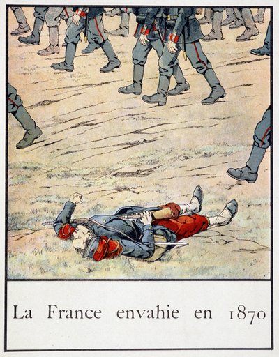 1870年に侵攻したフランス（戦場で死んだ兵士）-ジャック・バンヴィル編『フランス小史』よりマネ 作： pseudonym for Onfray de Breville Jacques Job