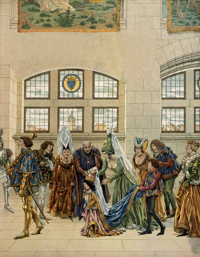 中世のフランスの歴史（中世）。オーストリア大公夫人マルグリット（1480-1530）は、ハプスブルク家のマクシミリアンの娘で、王太子の小さな婚約者だったが、フランスの宮廷に入り、ドルフィン（フランス王になったC 作： pseudonym for Onfray de Breville Jacques Job
