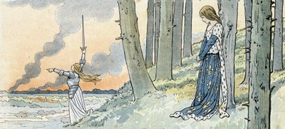 百年戦争「フランス」、G.モントルグイユが語る彼女の物語、ジョブがイメージしたもの」1896年(彫刻) 作： pseudonym for Onfray de Breville Jacques Job