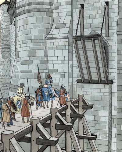 百年戦争: ヴァロワ公フィリップ 6 世がブロイエ城に亡命を申請 (1346 年) 作： pseudonym for Onfray de Breville Jacques Job