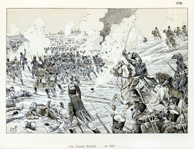 ジャック・マリー・ガストン・オンフレー・ドゥ・ブレヴィル（JOB）（1858-1931）著「La Grande Guerre par les artistes」（1815年の大戦争）の挿絵。 作： pseudonym for Onfray de Breville Jacques Job
