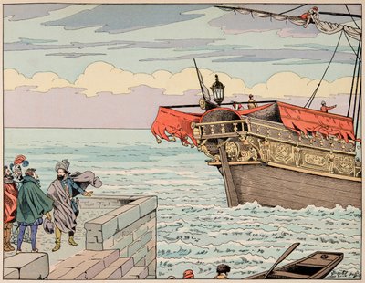 Jacques Marie Gaston Onfray de Breville dit JOB (1858-1931)が描いた「Le bon roy Henri」の挿絵：アンリ4世がイギリスへの逃亡を勧められたのを断ったもの - 個人蔵 作： pseudonym for Onfray de Breville Jacques Job
