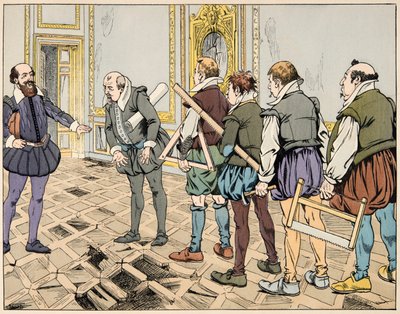 ジャック・マリー・ガストン・オンフレー・ド・ブレヴィルdit JOB（1858-1931）が挿絵を描いた書籍「Le bon roy Henri」からの挿絵。厳しい経済状況を示すサリー（マクシミリアン・ド・ベスーン） - 個人蔵 作： pseudonym for Onfray de Breville Jacques Job