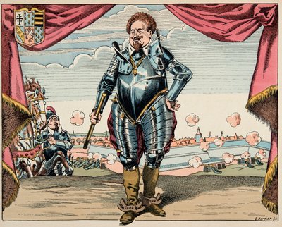 ジャック・マリー・ガストン・オンフレー・ド・ブレヴィル（JOB）（1858-1931）が挿絵を描いた「Le bon roy Henri」からの引用。シャルル・ド・ロレーヌ（1554-1611）の肖像、マイエンヌ公、同盟の軍事的リーダー、アンリ4世の敵 - 個人蔵 作： pseudonym for Onfray de Breville Jacques Job
