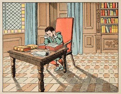 ジャック・マリー・ガストン・オンフレー・ド・ブレヴィル（JOB）（1858-1931）が挿絵を描いた「Le bon roy Henri」から引用したイラスト。16世紀の教育：古典の講義 - 個人蔵 作： pseudonym for Onfray de Breville Jacques Job