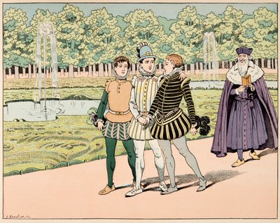 ジャック・マリー・ガストン・オンフレー・ド・ブレヴィル（JOB）（1858-1931）が挿絵を描いた書籍「Le bon roy Henri」からの抜粋：アンリ4世はM・ド・セギュールやM・ド・ラ・ロシュフーコーと親交があった - 個人蔵 作： pseudonym for Onfray de Breville Jacques Job