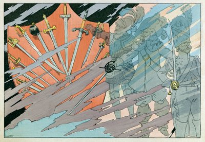 Jacques Marie Gaston Onfray de Breville dit JOB (1858 - 1931); "Les epees de France" からのイラスト: Les epees a travers les ages; Coll, Part. 作： pseudonym for Onfray de Breville Jacques Job