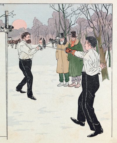 Jacques Marie Gaston Onfray de Breville dit JOB (1858 - 1931); "Les epees de France "の挿絵：1894年の決闘；Coll, Part. 作： pseudonym for Onfray de Breville Jacques Job
