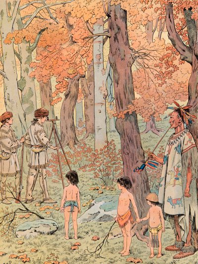 Jacques Marie Gaston Onfroy de Breville dit JOB (1858-1931) - ジョージ・ワシントンは16歳で測量士となり、ブルーリッジ山脈の西側の土地の地図を作成した, Private Collection 作： pseudonym for Onfray de Breville Jacques Job