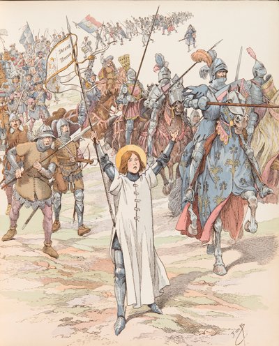 Jacques Marie Gaston Onfroy de Breville dit JOB (1858-1931) - Joan of Arc (1412-1431) at her head of her army, Private Collection 作： pseudonym for Onfray de Breville Jacques Job