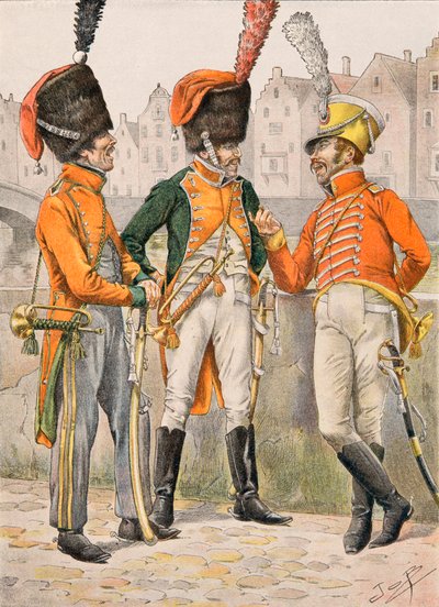 Jacques Marie Gaston Onfroy de Breville dit JOB (1858-1931) - フランス軍の常時着用の衣装。1812年以前の馬上の狩人の14、エメ、23、エメ、24、エメ連隊のトランペット、個人蔵 作： pseudonym for Onfray de Breville Jacques Job