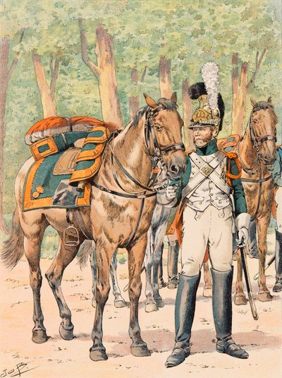 Jacques Marie Gaston Onfroy de Breville dit JOB (1858-1931) - フランス軍の常時着用していた衣装。Dragons de France (1814 - 1815), プライベートコレクション 作： pseudonym for Onfray de Breville Jacques Job