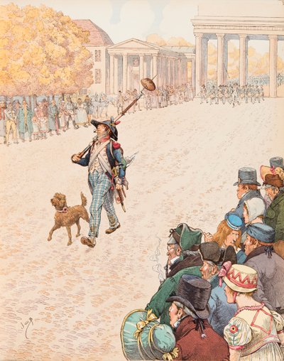 ジャック・マリー・ガストン・オンフロイ・ド・ブレヴィル（JOB）（1858-1931）-ベルリンの入り口（1806年にナポレオン1世の軍隊が勝利してベルリンに入った）、個人蔵 作： pseudonym for Onfray de Breville Jacques Job