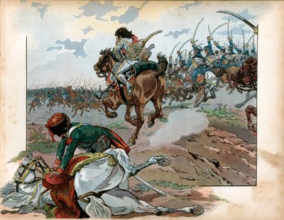 6月10日のハイルズベルグの戦いで部下と一緒に突撃するJoachim Murat (1767-1815) 作： pseudonym for Onfray de Breville Jacques Job