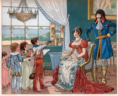ヨアヒム・ムラット（1767-1815）と妻のカロリーヌ・ボナパルト（1782-1839）とその子供たち（アキレス 作： pseudonym for Onfray de Breville Jacques Job