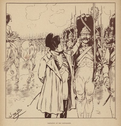 ナポレオンとその擲弾兵（リトグラフ 作： pseudonym for Onfray de Breville Jacques Job