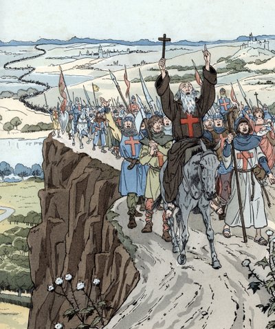 隠者ピョートルは、「神が望んでいる！」という叫びで第一次十字軍（1096年）を率いました。 作： pseudonym for Onfray de Breville Jacques Job