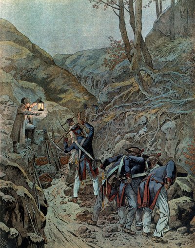 プロイセンキャンペーン（1806年）。戦いの前夜、部隊はイエナ山の麓で大砲用の通路を広げる作業をしていた（10月14日に喚起された 作： pseudonym for Onfray de Breville Jacques Job