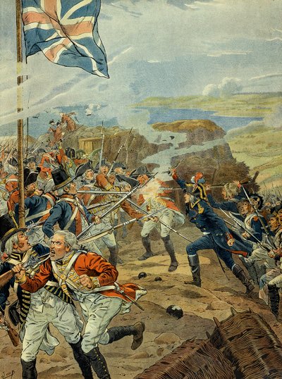 ラインの軍隊とフランス革命 1789年ナポレオン1世ボナパルト（1769-1821）が1793年にトゥーロンでイギリス軍を迎え撃つ。南フランスの国境は、革命に対抗する勢力によって侵されていた。イギリス人は特にトゥーロンを占領した。 作： pseudonym for Onfray de Breville Jacques Job