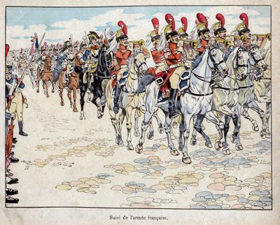 1806年10月27日、ベルリンに入城するフランス軍-1893年の「Le Grand Napoleon des Petites Enfants」に掲載されたJob（Jacques Onfroy de Breville）のリトグラフ。 作： pseudonym for Onfray de Breville Jacques Job