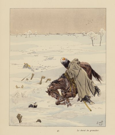 擲弾兵の馬（カラーリトグラフ） 作： pseudonym for Onfray de Breville Jacques Job