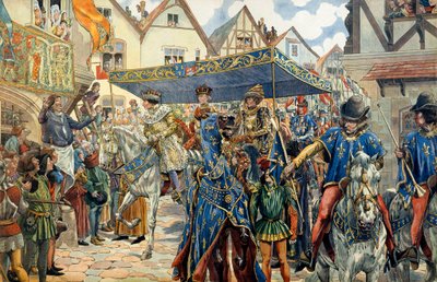 8月30日、パリで行われたフランスのルイ11世（1423年～1483年）の凱旋式。 作： pseudonym for Onfray de Breville Jacques Job