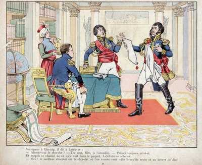 ダンツィヒのヴァンクアール、ルフェーブルを食べた：「1807年5月24日、ダンジグの包囲戦でのナポレオンとルフェーブル」リトグラフによるリトグラフ 作： pseudonym for Onfray de Breville Job