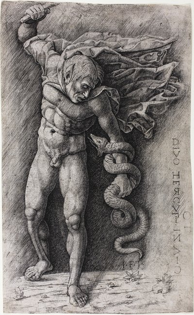 ヘビを攻撃するフォーン 作： school of Andrea Mantegna