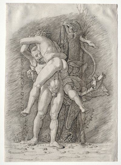ヘラクレスとアンタイオス 作： school of Andrea Mantegna